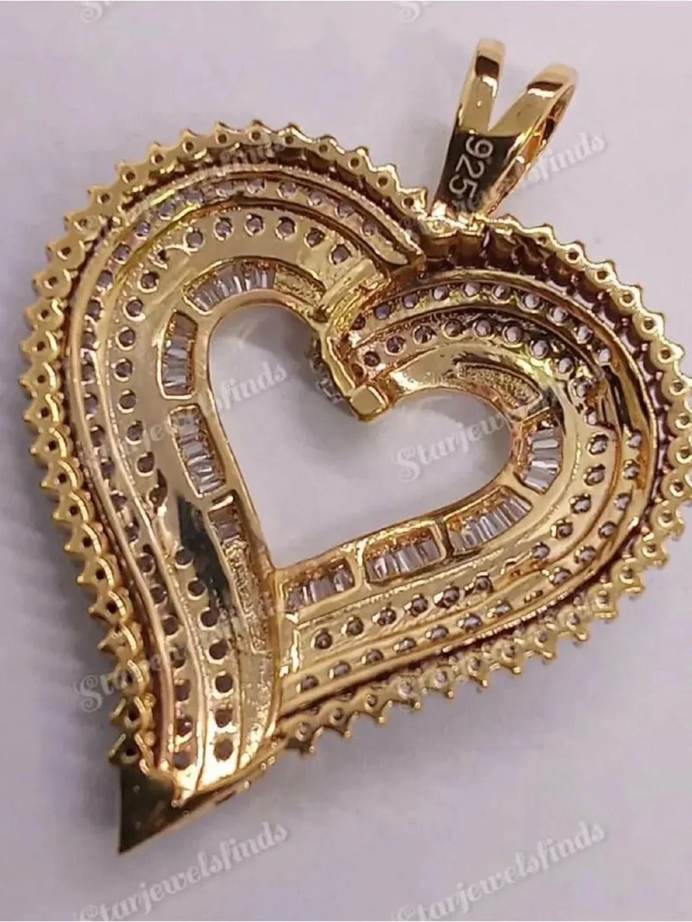 14K Yellow Gold Plated Pendant / Lab Created Diamonds